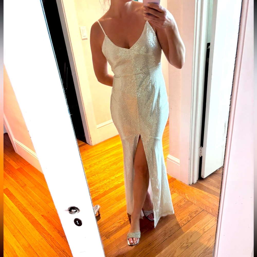 Hello Molly | Dress | DEAR EMILIA Sparkle In Her Eyes Sequin Maxi Dress Silver